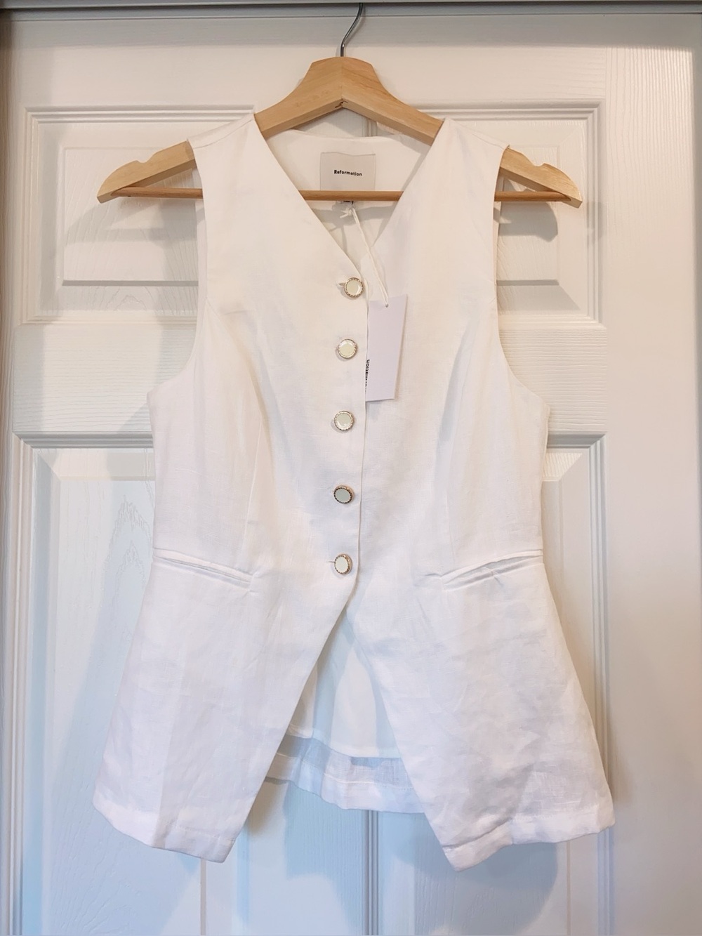 NWT Reformation Aspen Linen Top Vest - Picture 6 of 9